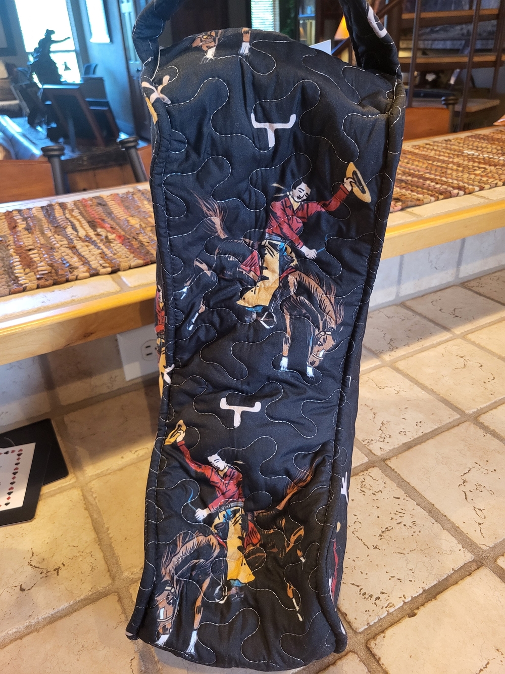 Western Boot Bag Black Patterned Bag with Western Print - Picture 2 of 4